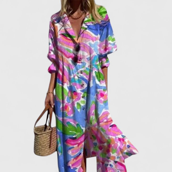 Women's Button-Down Floral Maxi Dress