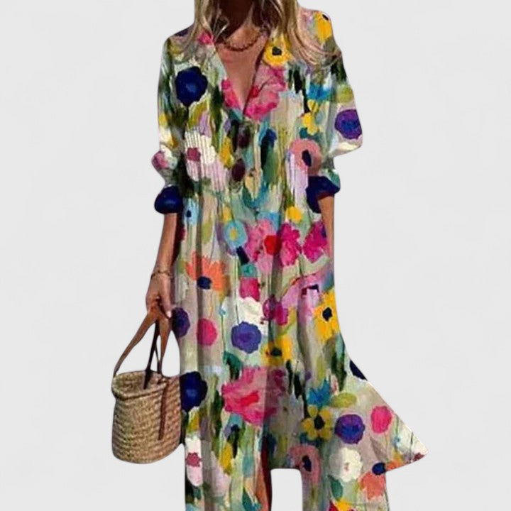 Women's Button-Down Floral Maxi Dress