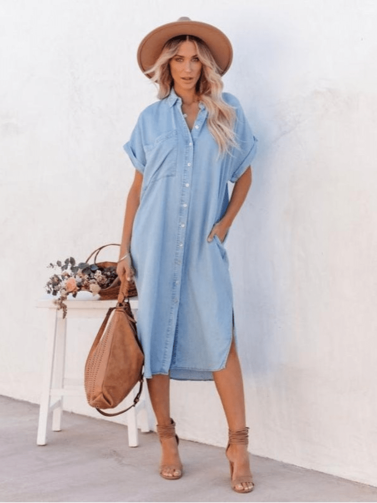 Women's Button-Down Midi Shirt Dress