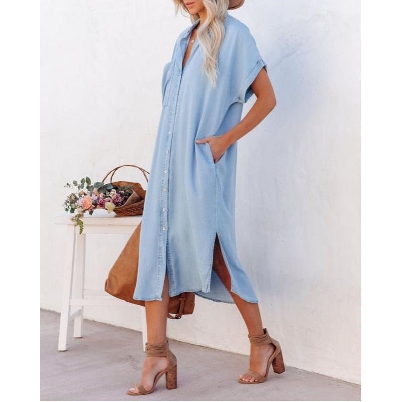 Women's Button-Down Midi Shirt Dress