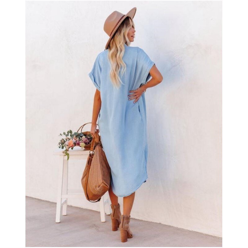 Women's Button-Down Midi Shirt Dress