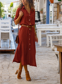 Women's Button-Down Shirt Midi Dress