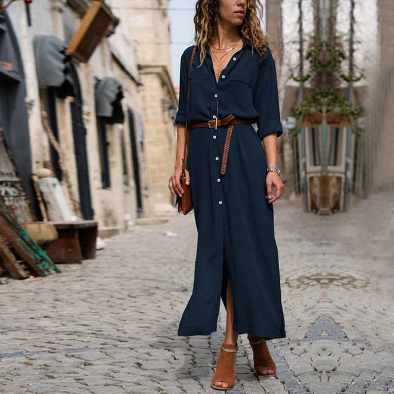Women's Button-Down Shirt Midi Dress