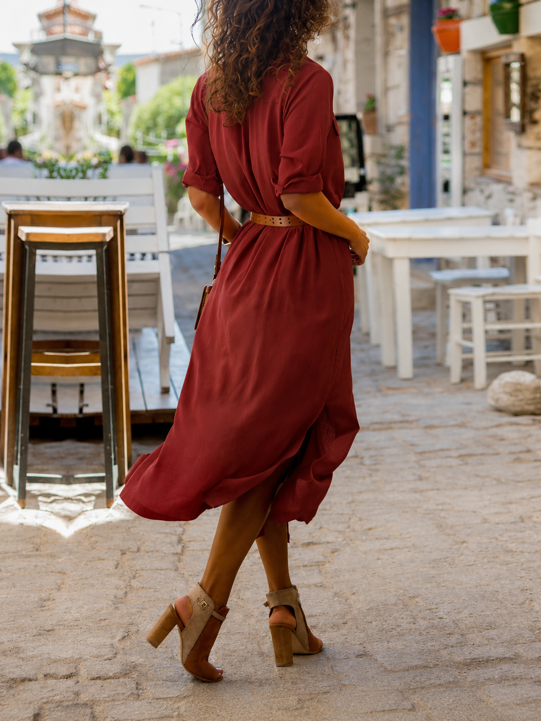 Women's Button-Down Shirt Midi Dress