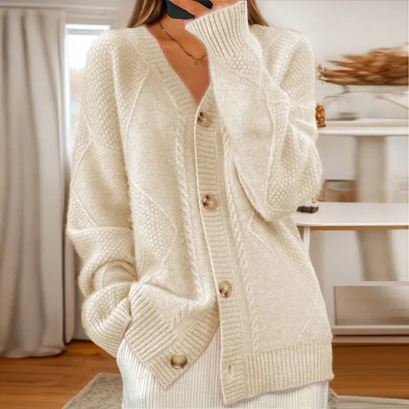 Women's Button-Down V-Neck Cardigan