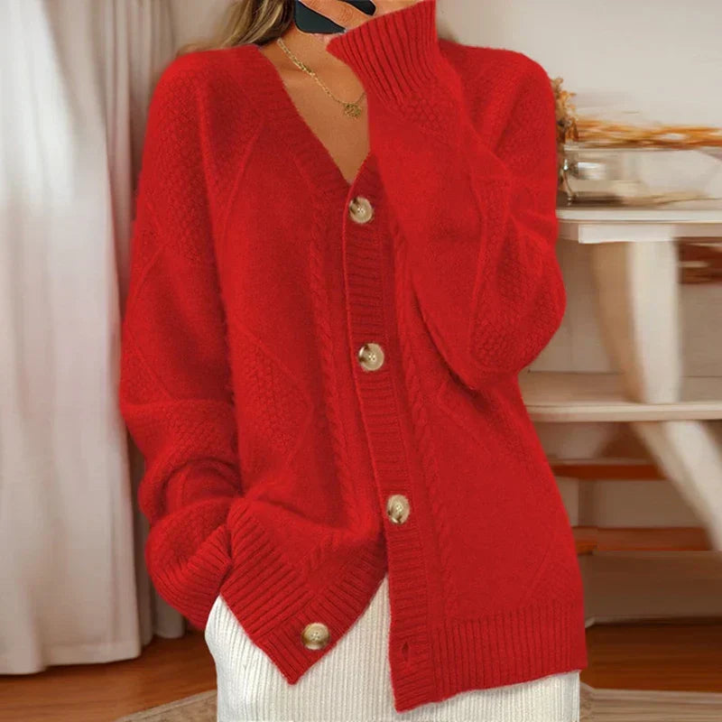 Women's Button-Down V-Neck Cardigan