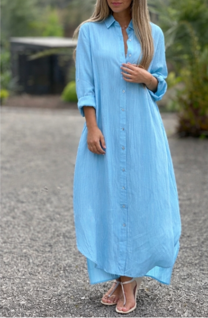 Women's Button-Up Maxi Shirt Dress