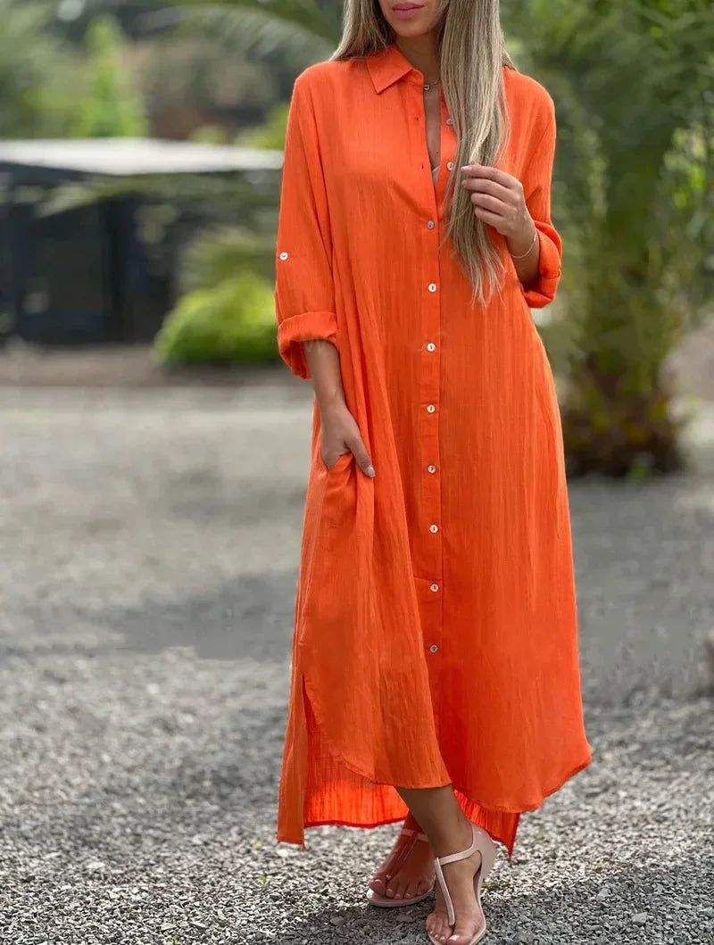 Women's Button-Up Maxi Shirt Dress
