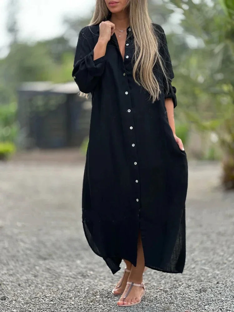 Women's Button-Up Maxi Shirt Dress