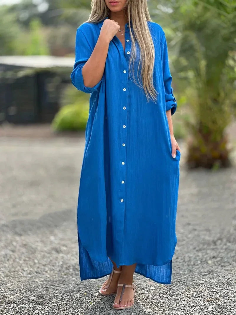 Women's Button-Up Maxi Shirt Dress