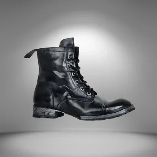 Women's Cap Toe Lace-Up Leather Boots