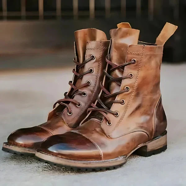 Women's Cap Toe Lace-Up Leather Boots