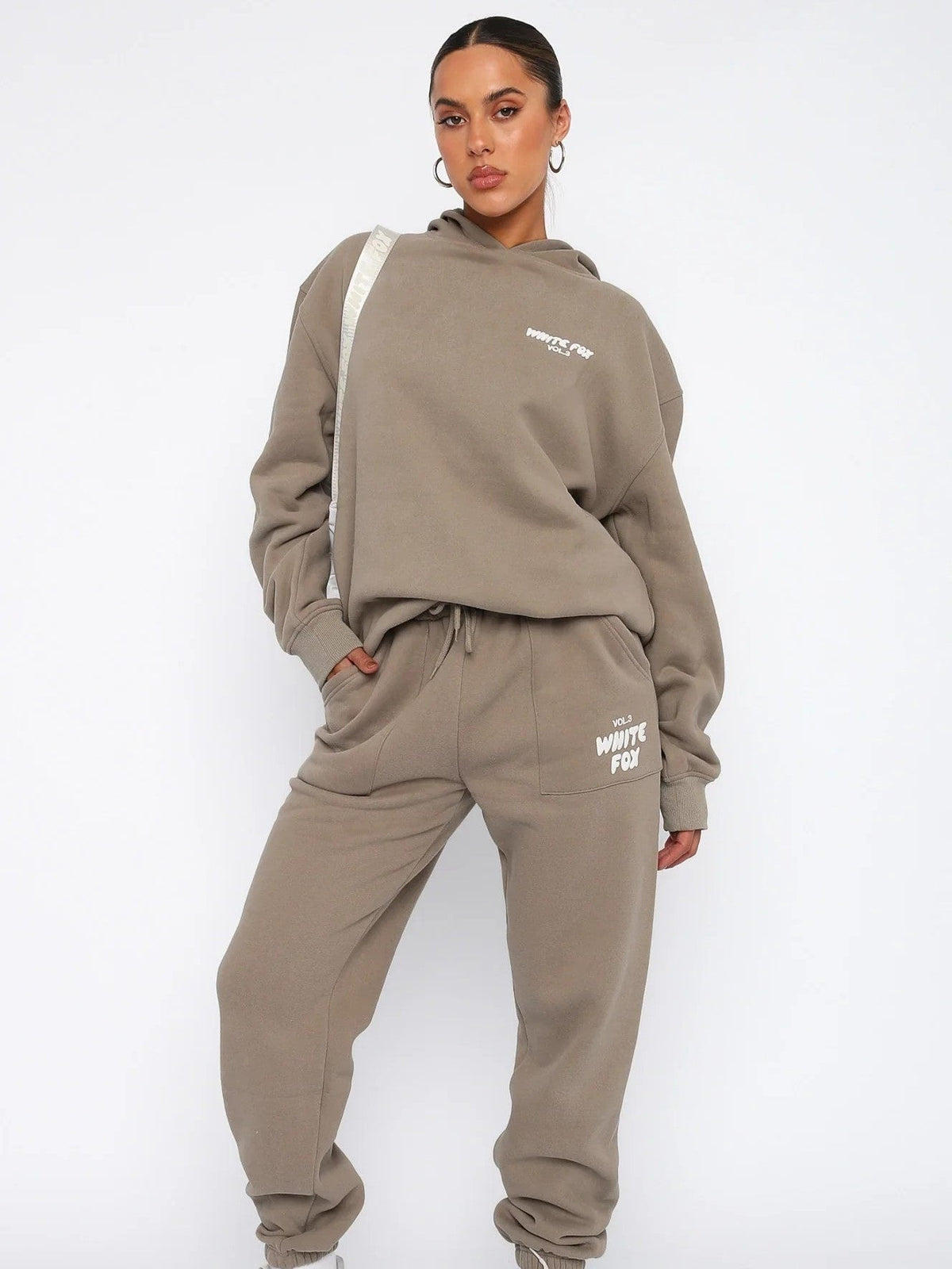 Women's Casual Cropped Tracksuit with Back Graphic Print