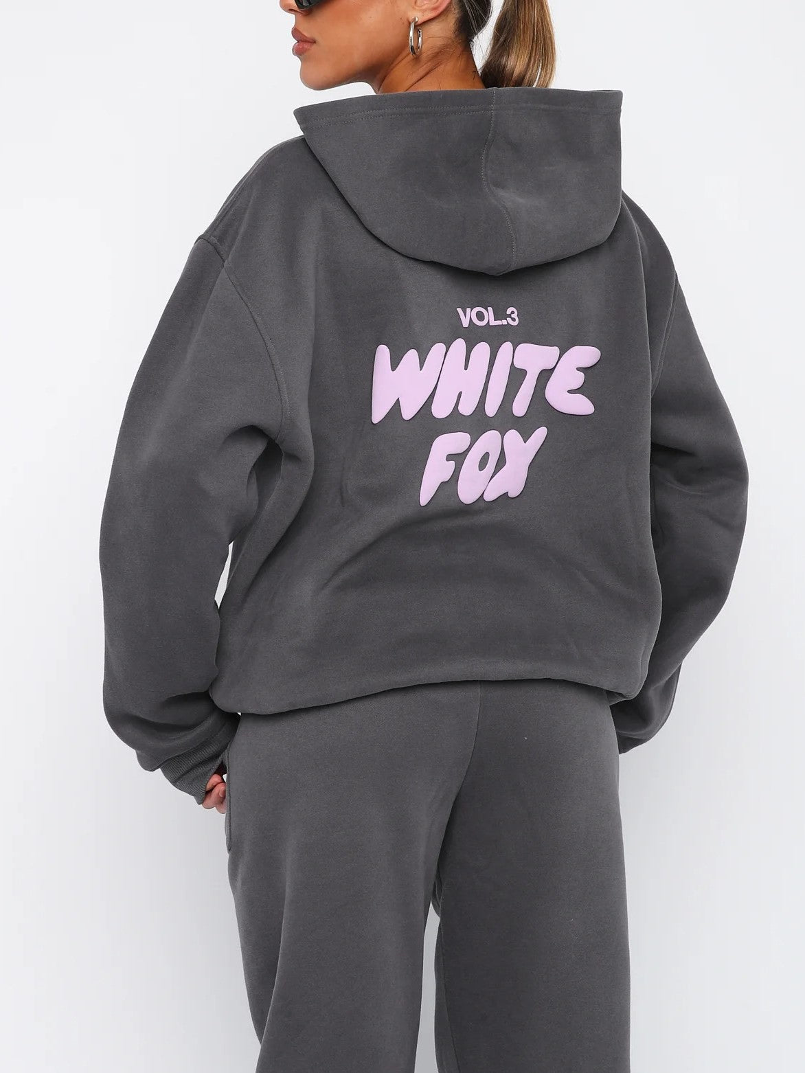 Women's Casual Cropped Tracksuit with Back Graphic Print