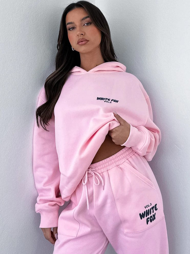 Women's Casual Cropped Tracksuit with Back Graphic Print