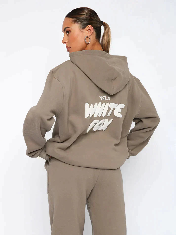 Women's Casual Cropped Tracksuit with Back Graphic Print