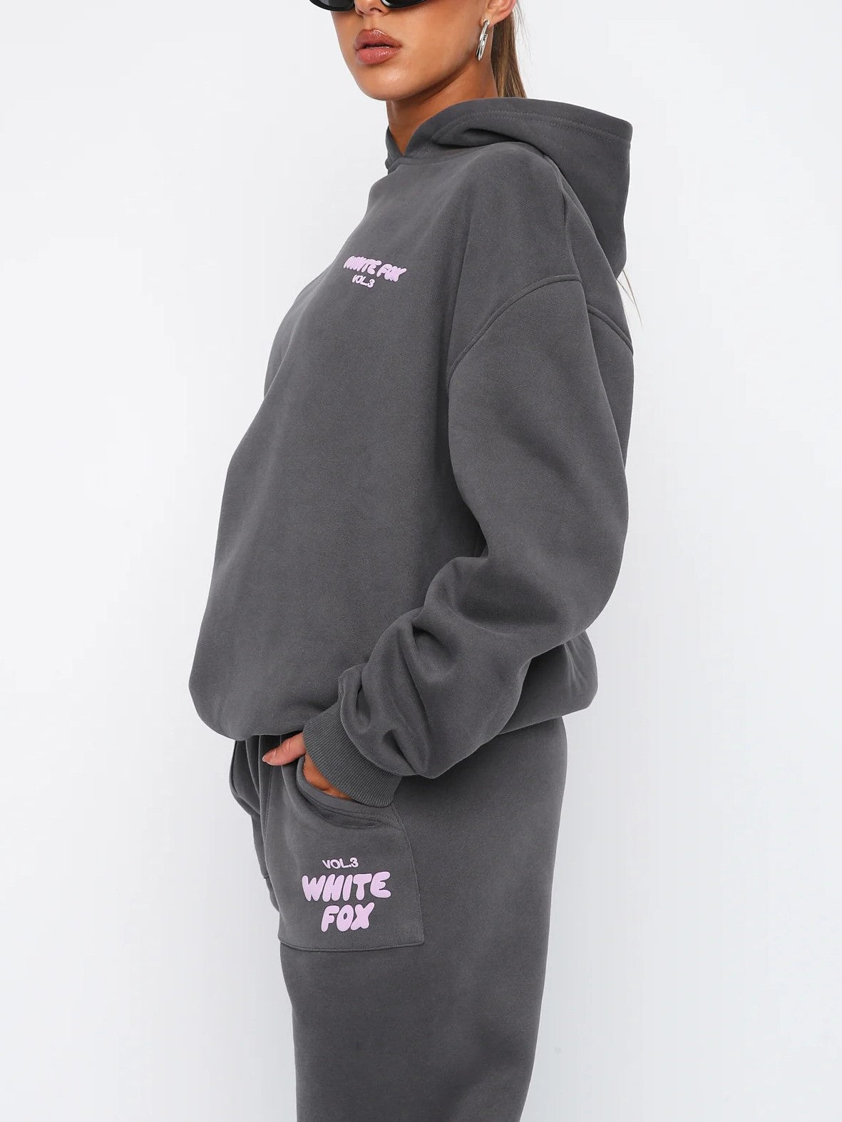 Women's Casual Cropped Tracksuit with Back Graphic Print