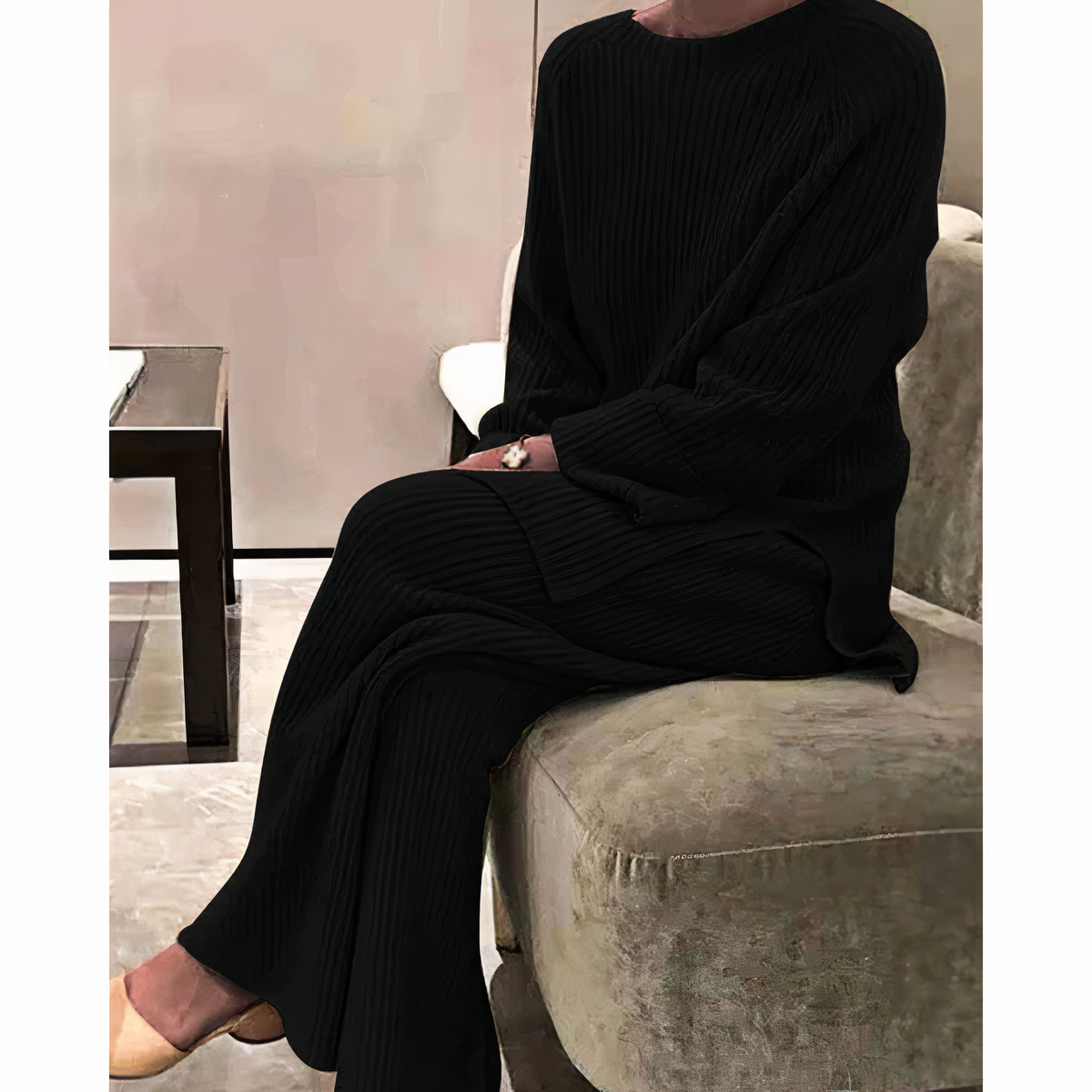 Women's Casual Knitted Sweater and Trousers Matching Set