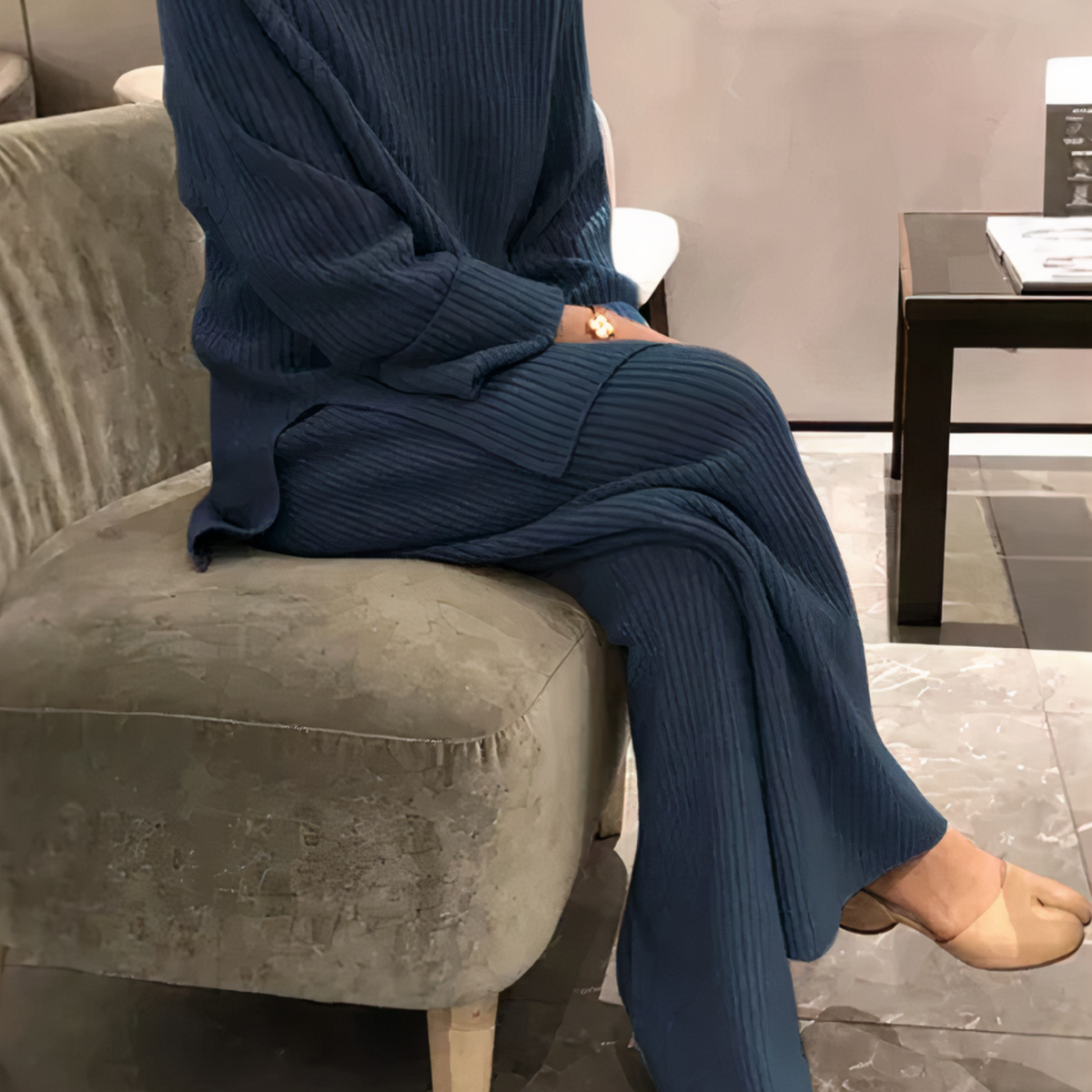 Women's Casual Knitted Sweater and Trousers Matching Set