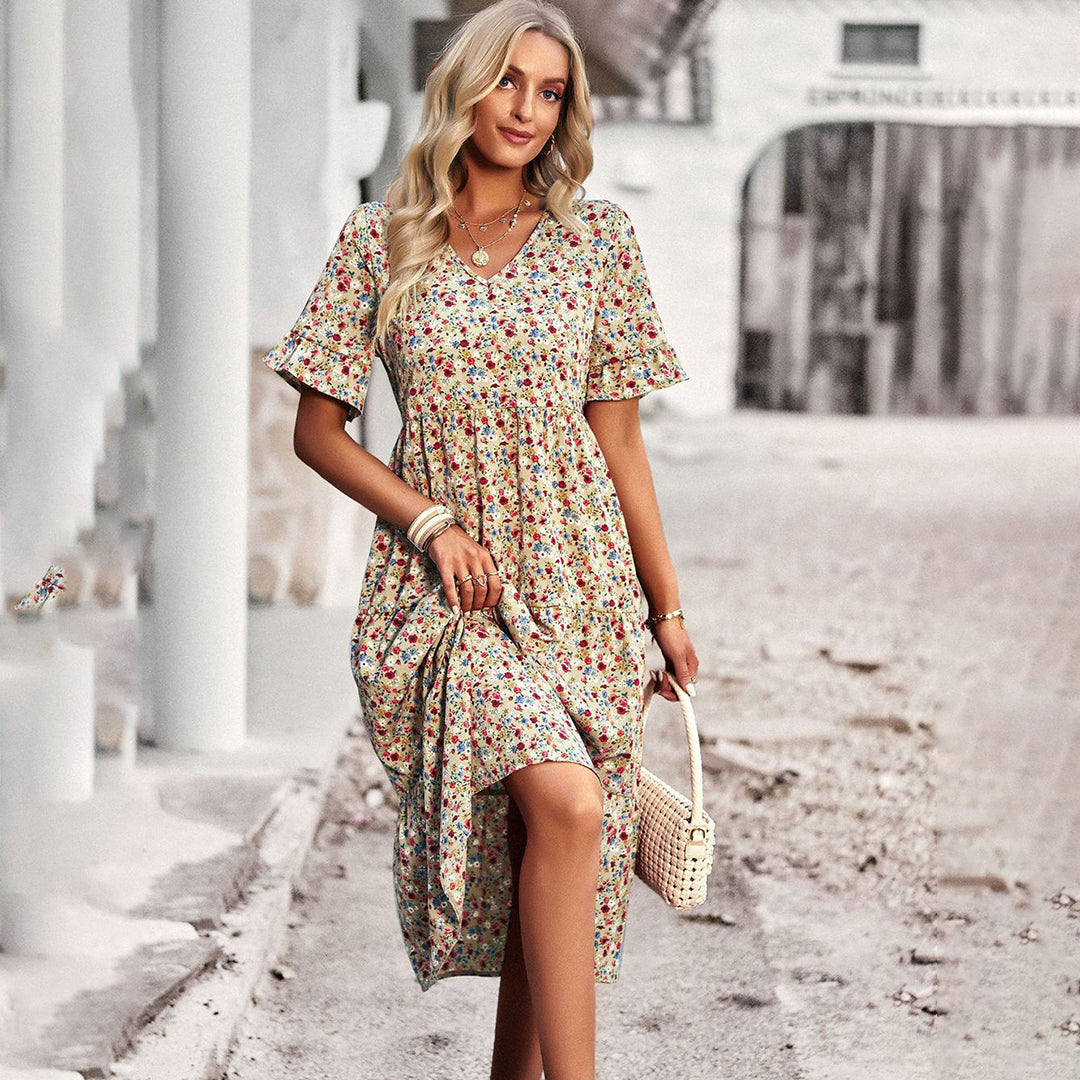 Women's Chic Summer Floral Midi Dress