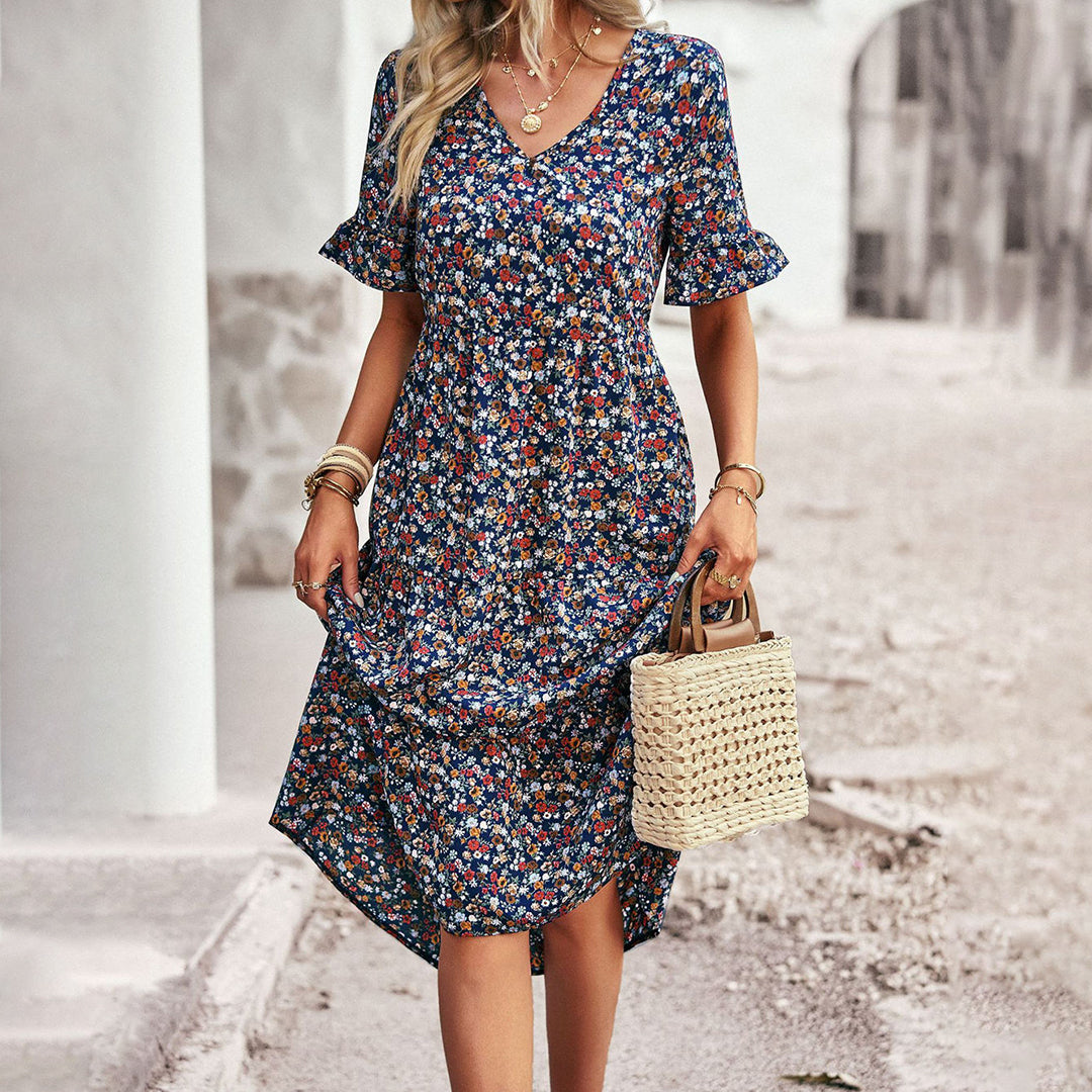 Women's Chic Summer Floral Midi Dress