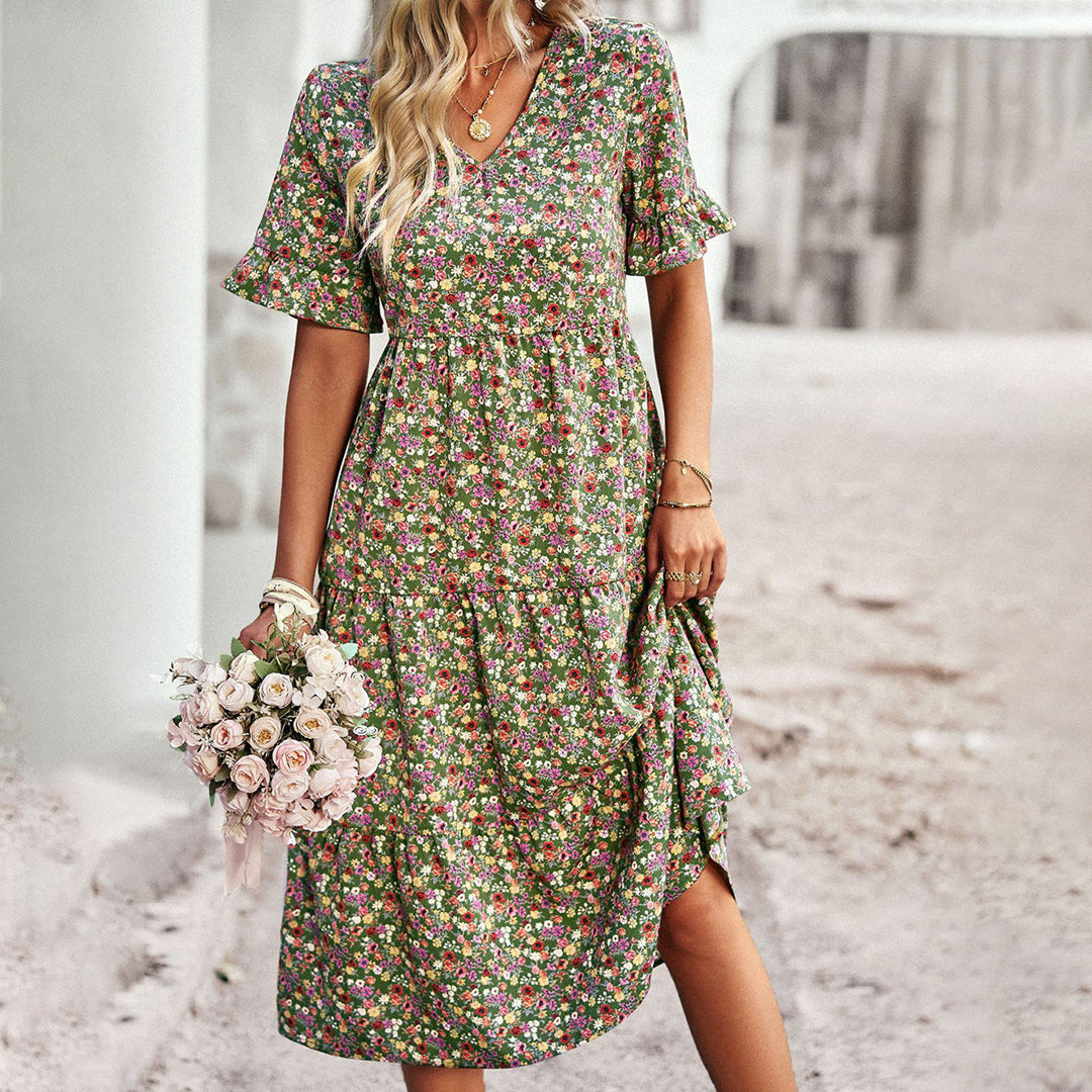 Women's Chic Summer Floral Midi Dress