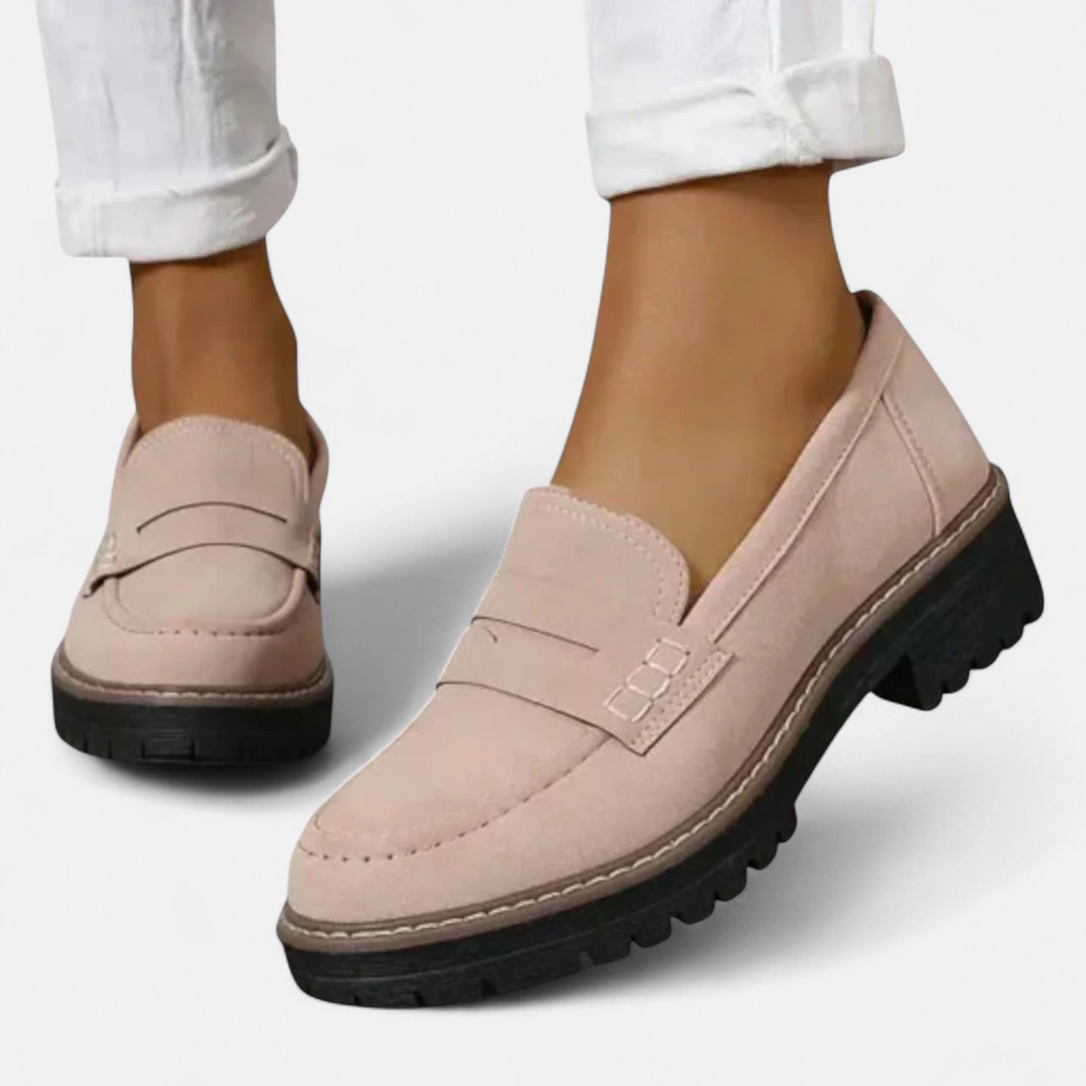 Women's Chunky Sole Loafers with Cushioned Insole for Everyday Wear