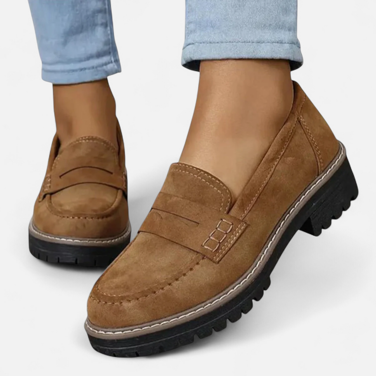 Women's Chunky Sole Loafers with Cushioned Insole for Everyday Wear