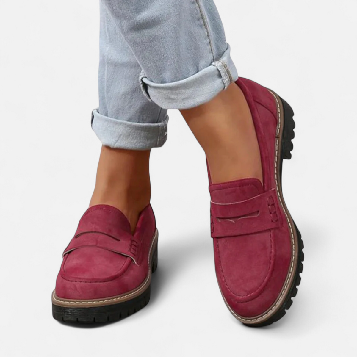 Women's Chunky Sole Loafers with Cushioned Insole for Everyday Wear