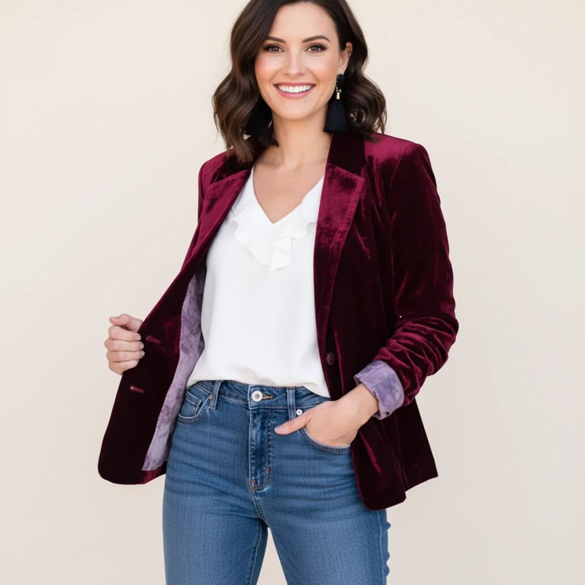 Women's Classic Velvet Blazer Jacket