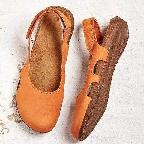 Women's Closed Toe Adjustable Ankle Strap Flat Sandals