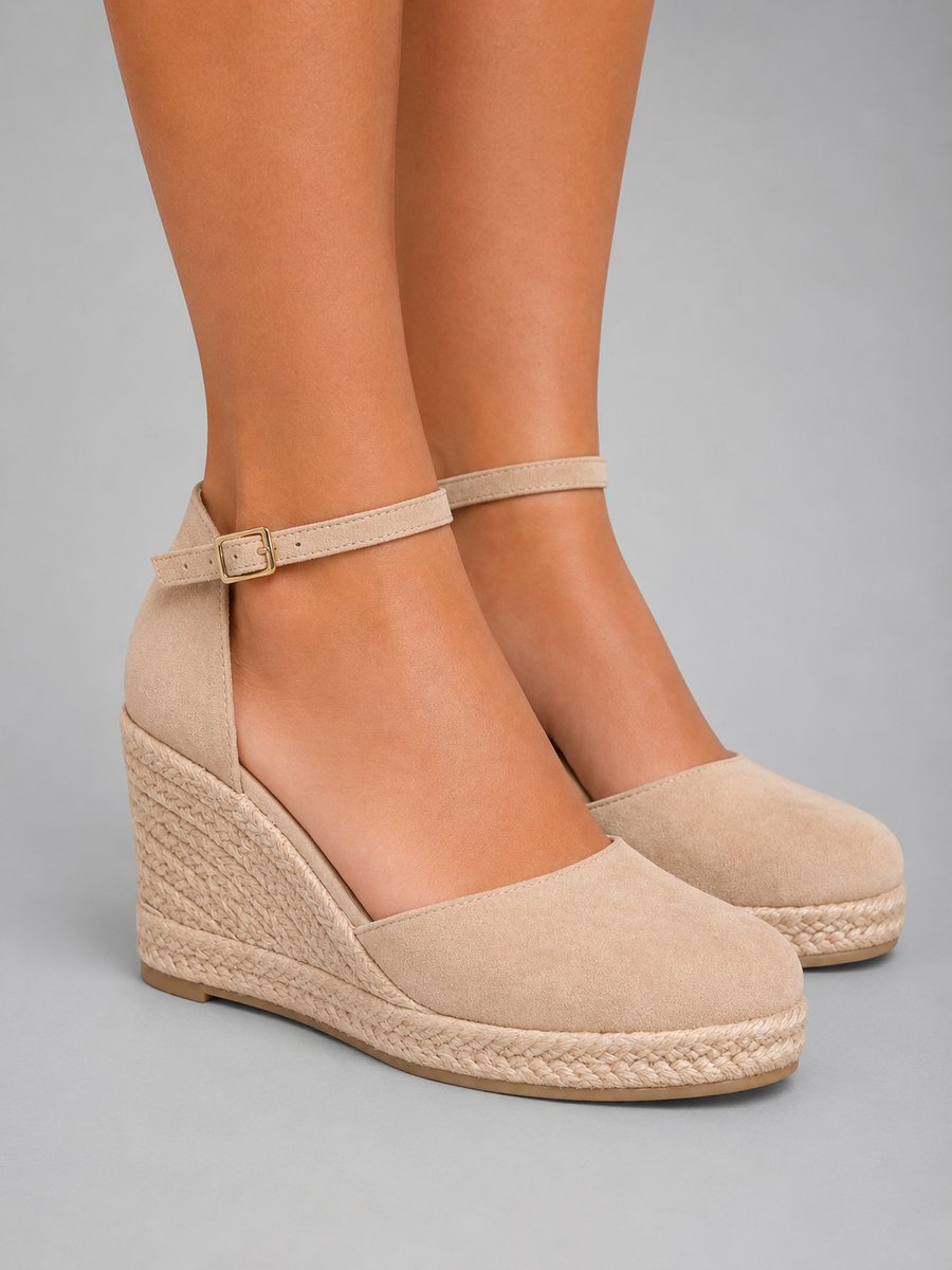 Women's Closed-Toe Espadrille Wedge Sandals with Ankle Strap