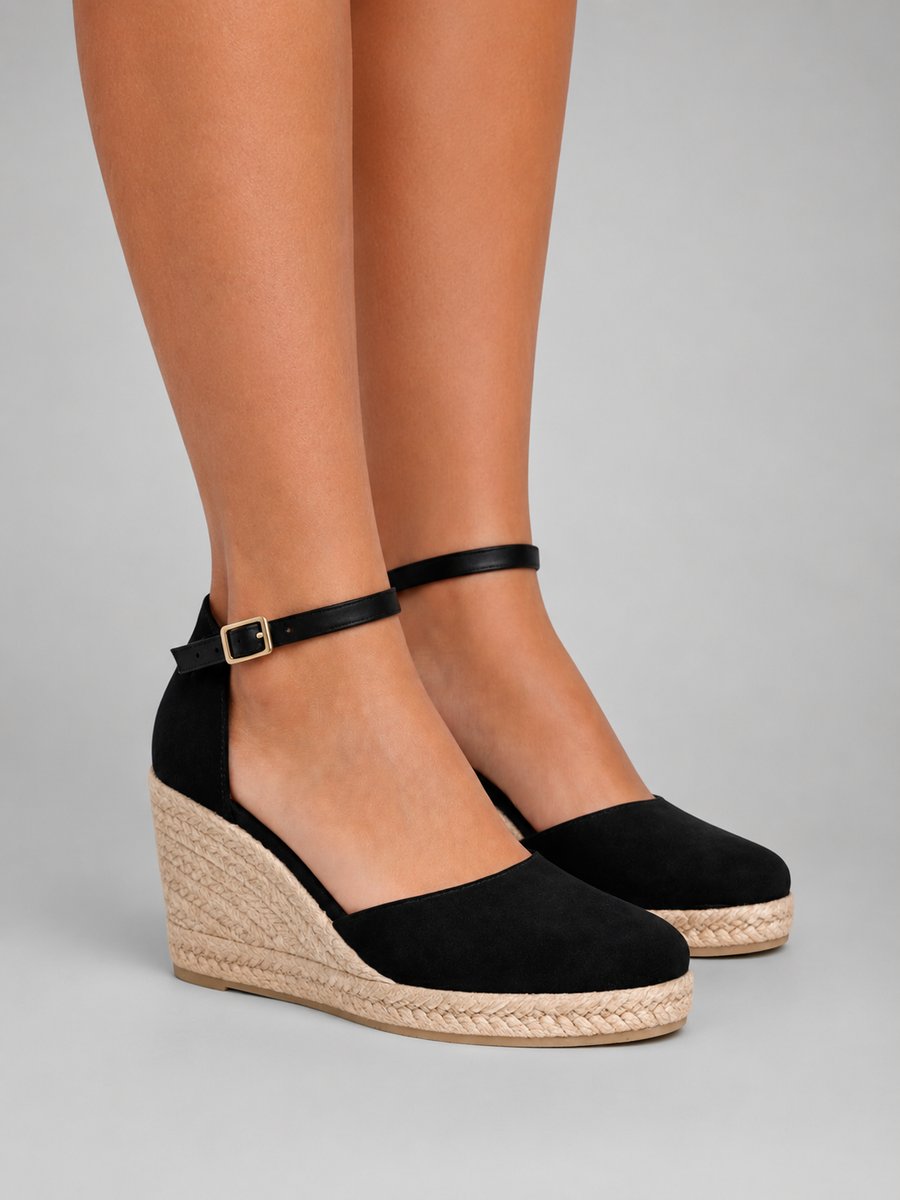 Women's Closed-Toe Espadrille Wedge Sandals with Ankle Strap