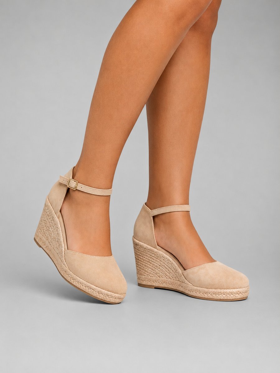 Women's Closed-Toe Espadrille Wedge Sandals with Ankle Strap