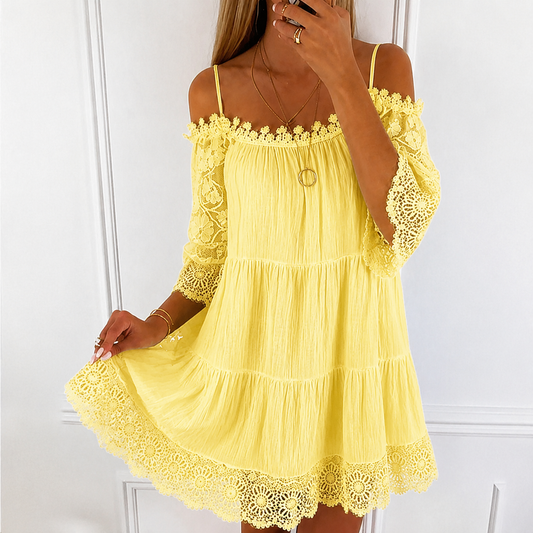 Women's Cold-Shoulder Tiered Mini Dress
