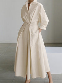 Women's Collared A-Line Midi Dress
