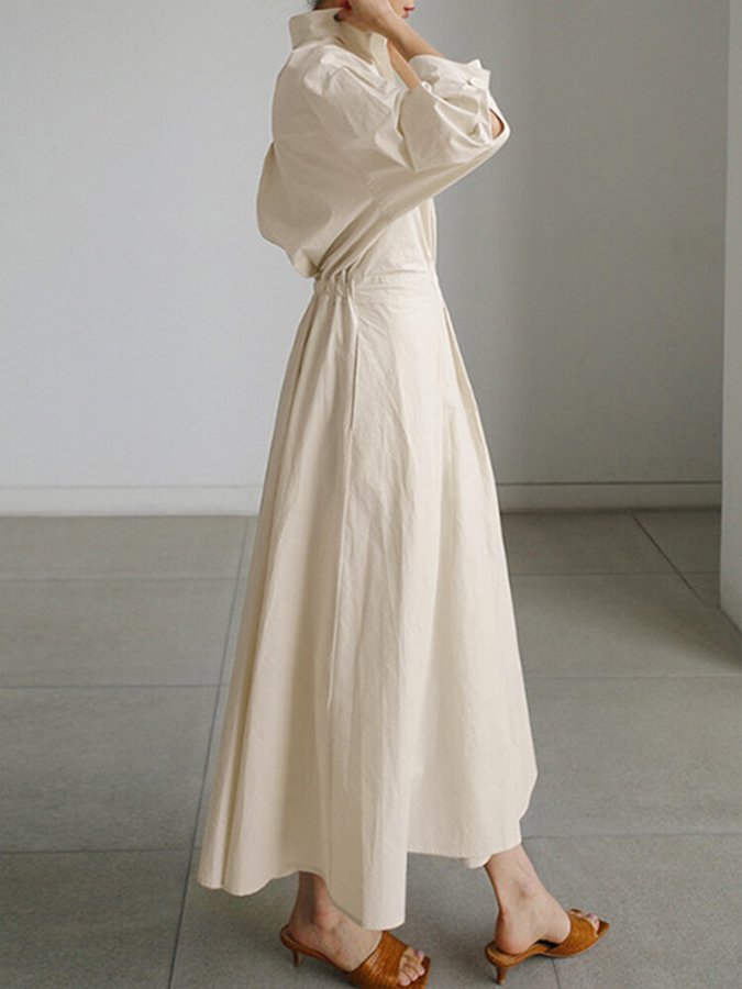 Women's Collared A-Line Midi Dress