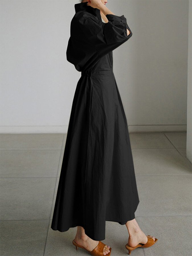 Women's Collared A-Line Midi Dress