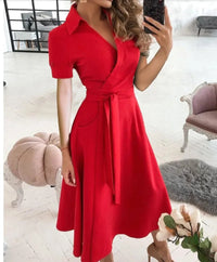 Women's Collared Wrap Midi Dress