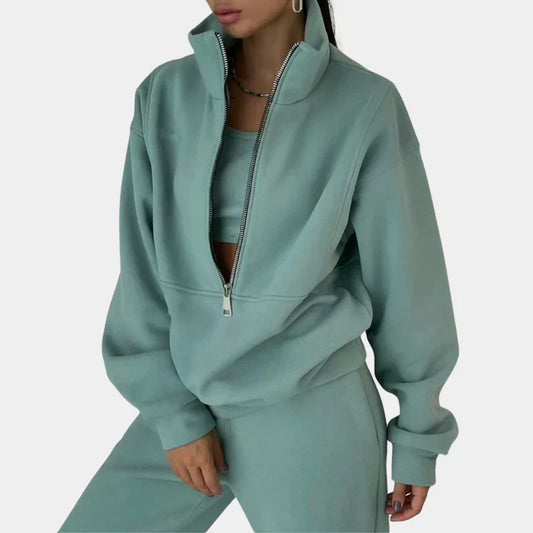 Women's Comfortable Tracksuit with Zip-Up Sweatshirt