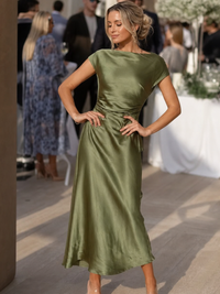 Women's Cowl Neck Slip Midi Dress