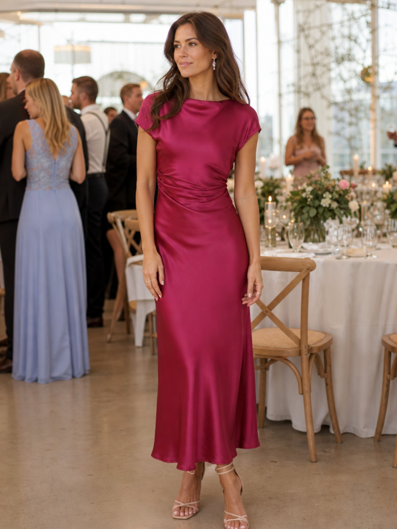 Women's Cowl Neck Slip Midi Dress