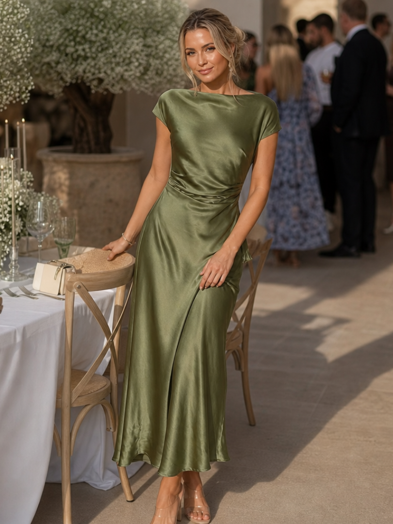 Women's Cowl Neck Slip Midi Dress