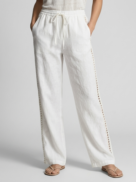 Women's Cutwork Wide-Leg Pants