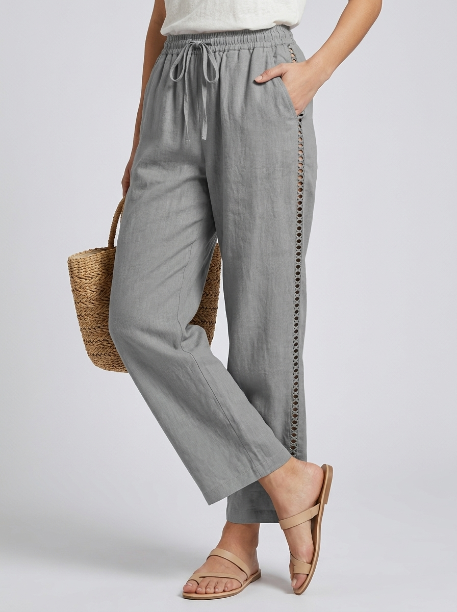 Women's Cutwork Wide-Leg Pants