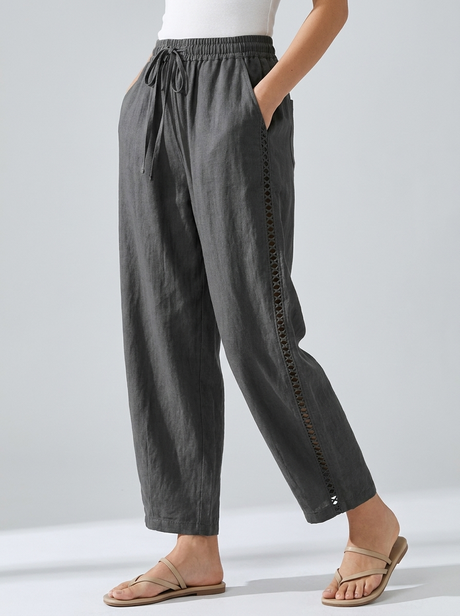 Women's Cutwork Wide-Leg Pants