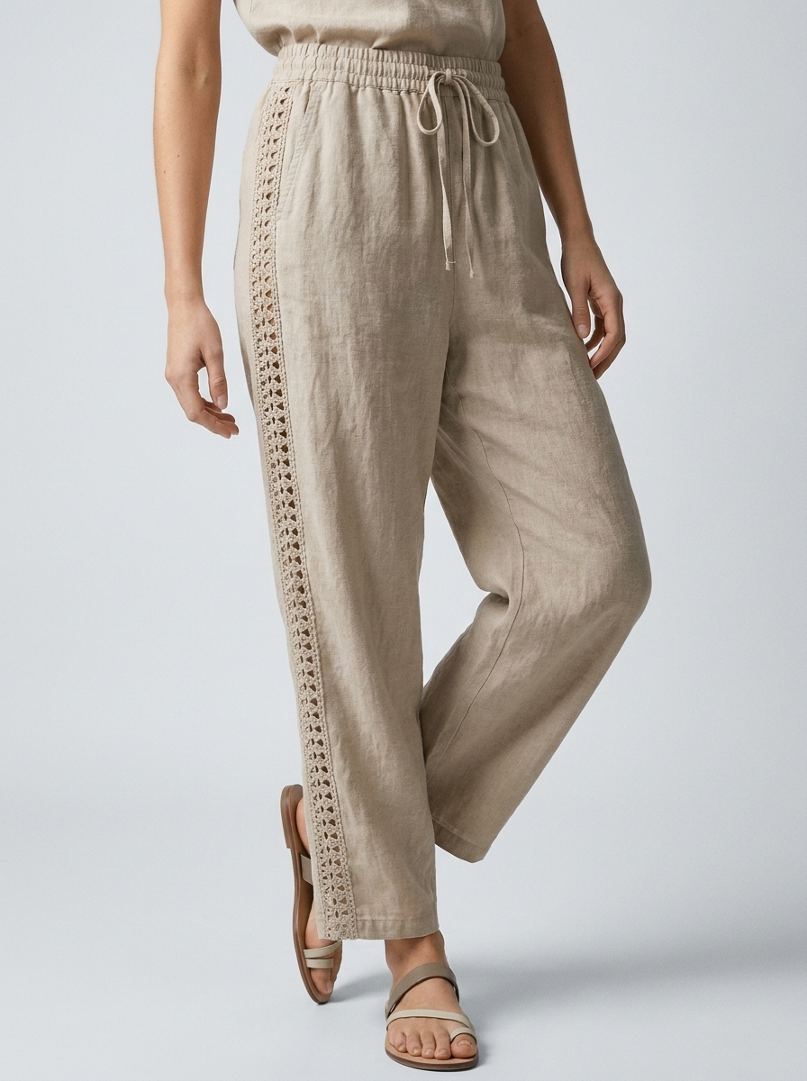 Women's Cutwork Wide-Leg Pants