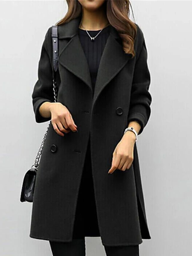 Women's Double-Breasted Mid-Length Coat