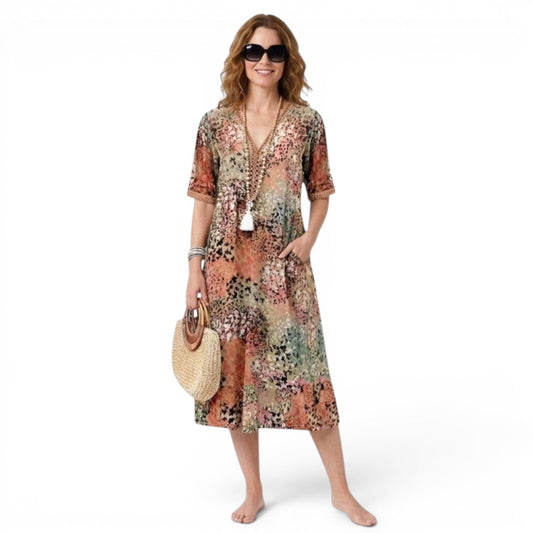 Women's Draped Bohemian Lightweight Fabric Dress