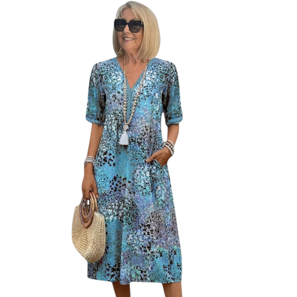 Women's Draped Bohemian Lightweight Fabric Dress